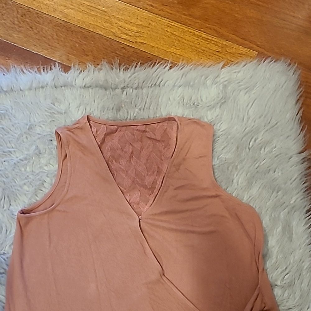 Roxy womens dusty rose long cotton and lace waist tied‎ vest size small - Picture 2 of 7